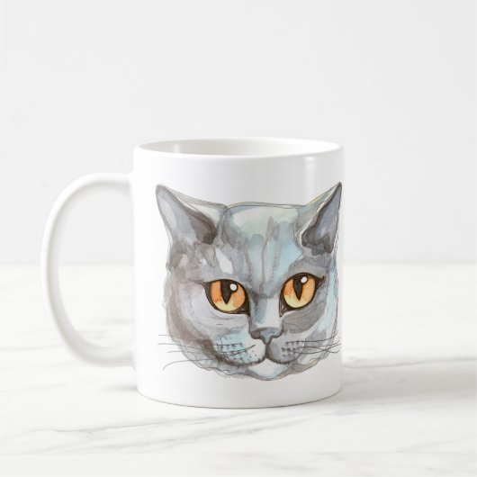 Mug Chat perse aquarelle (Gauche)