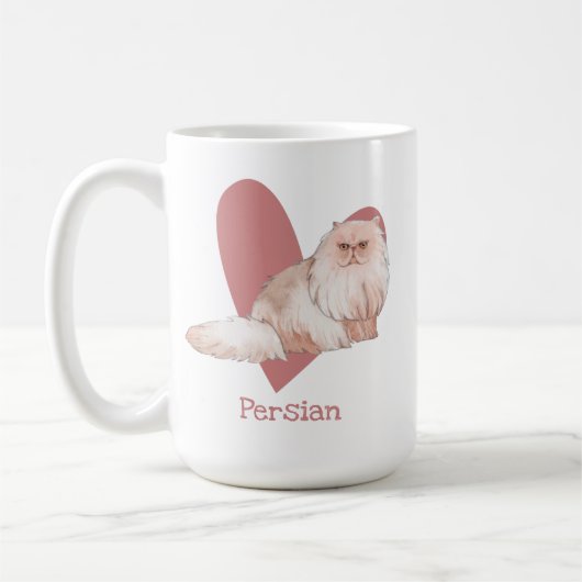 Mug Chat Perse Aquarelle Kitty Coeur rose (Gauche)