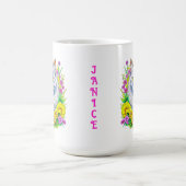 Mug Chat perse blanc en fleurs Personnalisé (Centre)