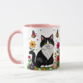 Mug Chat personnalisé, Fleurs et Papillons   (Gauche)
