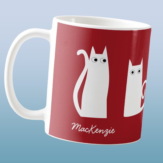 Mug Chat Personnalisé Rouge Blanc