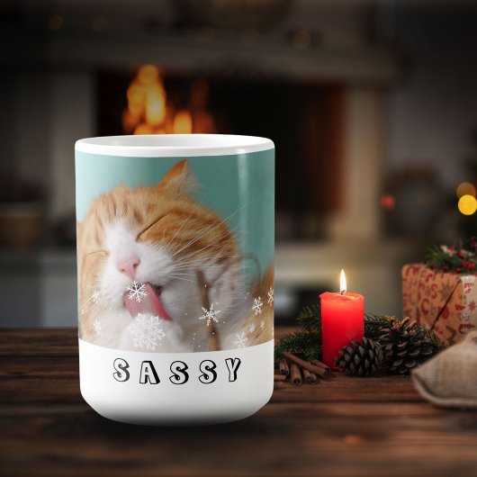 Mug Chat Pet Snowflakes Photo de vacances