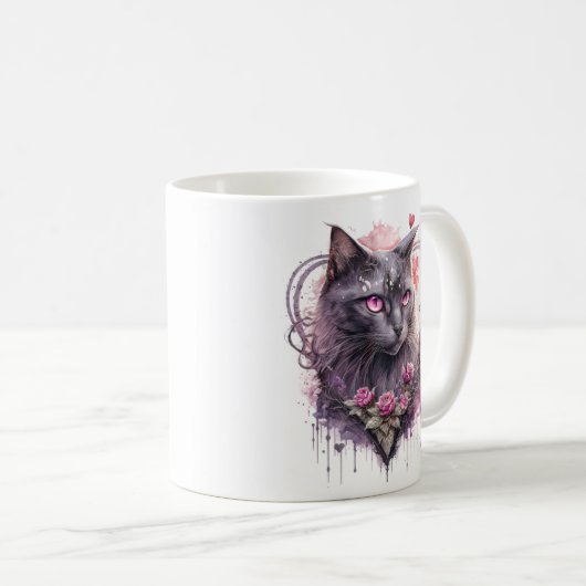 Mug Chat Petit Kitty Noir (Devant droit)