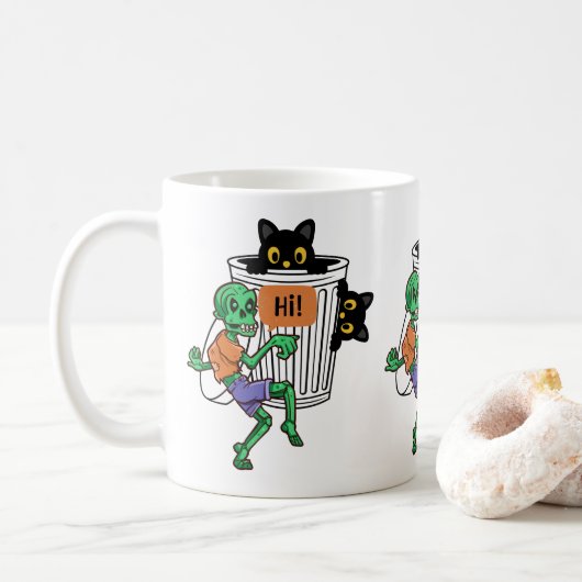 Mug Chat peureux Halloween (Avec donut)
