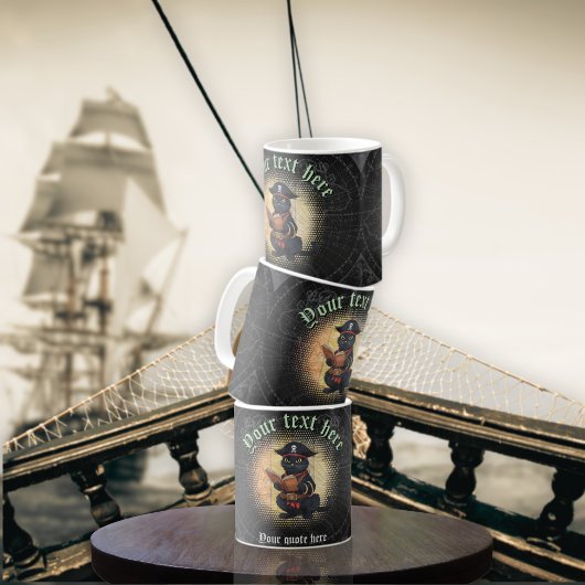 Mug Chat pirate curieux déchiffrant d'anciens mystères