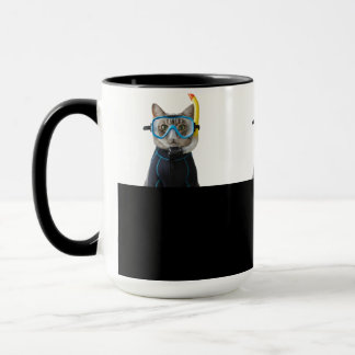 Mug Chat plongeur, combinaison de plongée et tuba