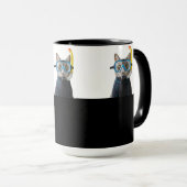 Mug Chat plongeur, combinaison de plongée et tuba (Devant droit)