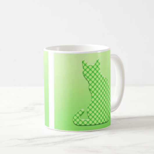 Mug Chat pointillé - nuances de vert de chaux (Devant droit)