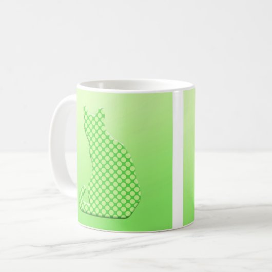 Mug Chat pointillé - nuances de vert de chaux (Devant gauche)