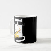 Mug Chat Portant des lunettes de soleil Jouer Saxophon (Devant gauche)