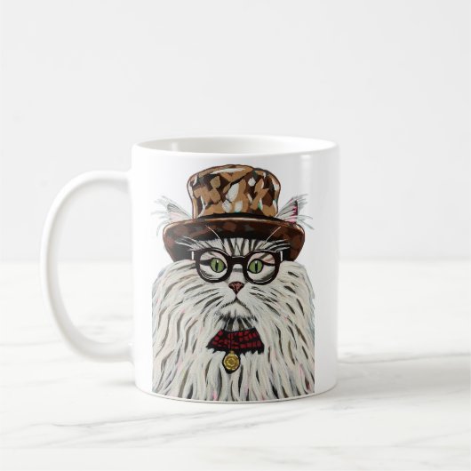 Mug Chat portant un casquette et lunettes (Gauche)