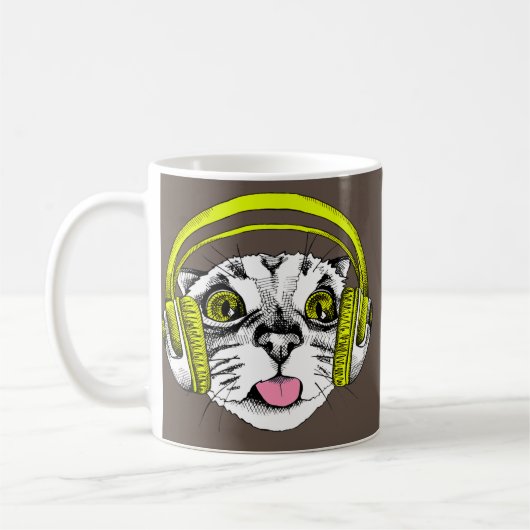 Mug Chat porter casque DJ Kitten Rave Techno (Gauche)