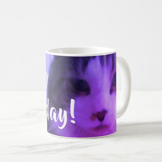 Mug Chat pourpre mignon heureux de Caturday (Devant droit)