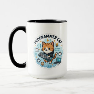 Mug Chat programmeur mignon autocollant vinyle de coda