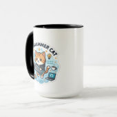 Mug Chat programmeur mignon autocollant vinyle de coda (Devant gauche)