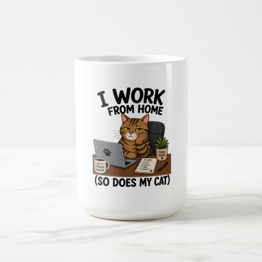 Mug Chat qui travaille de la maison (Centre)