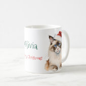 Mug Chat Ragdoll de Noël Aquarelle (Devant droit)
