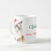 Mug Chat Ragdoll de Noël Aquarelle (Devant gauche)