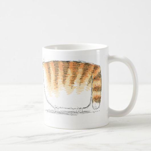 Mug Chat rayé orange perplexe de bande dessinée (Droite)