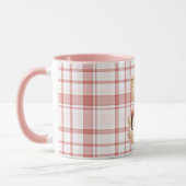 Mug Chat rayures carreaux roses (Gauche)