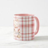 Mug Chat rayures carreaux roses (Devant droit)