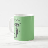 Mug Chat Rétro à Long Cou Vert (Devant gauche)