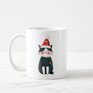 Mug Chat Rétro Mignon en Chapeau de Père Noël – Noël C