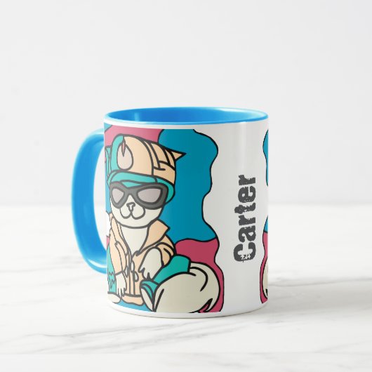 Mug Chat Retro Street Relaxant | Drôle (Devant gauche)
