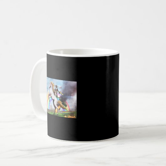 Mug Chat Riding Fire Respiration Unicorn Mème (Devant gauche)