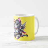 Mug Chat Riding sur Unicorn Robot Jaune (Devant droit)