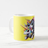 Mug Chat Riding sur Unicorn Robot Jaune (Devant gauche)