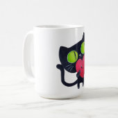 Mug Chat romantique étreignant le coeur mignon rouge (Devant gauche)