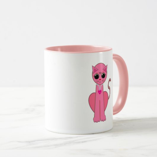 Mug Chat rose mignon (Devant droit)
