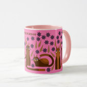 MUG CHAT ROSE POUR ANNIVERSAIRE (Devant droit)