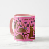 MUG CHAT ROSE POUR ANNIVERSAIRE (Devant gauche)