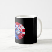 Mug Chat Rouge Blanc & Bleu avec fond de drapeau améri (Devant droit)