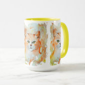 Mug Chat Rouge Humour magique Aquarelle Mystique (Devant droit)