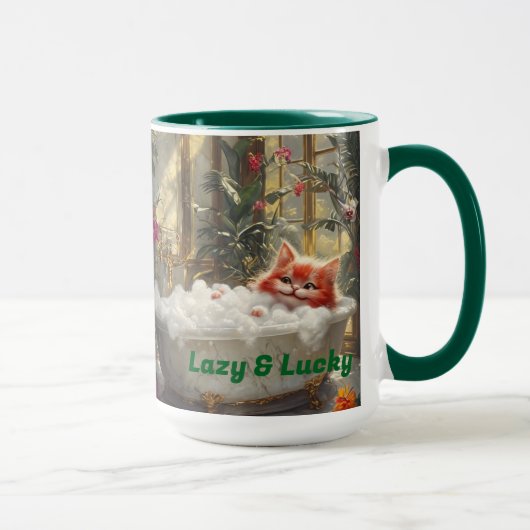 Mug Chat Rouge Lazy et Lucky Happy dans bain de luxe (Droite)