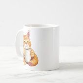 Mug Chat roux mignon buvant du café graphique (Devant gauche)