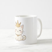 Mug Chat royal avec couronne dorée Design Kawaii (Devant droit)