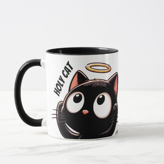 Mug Chat Saint - Chat Noir mignon avec Halo (Gauche)
