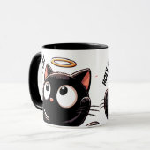 Mug Chat Saint - Chat Noir mignon avec Halo (Devant gauche)