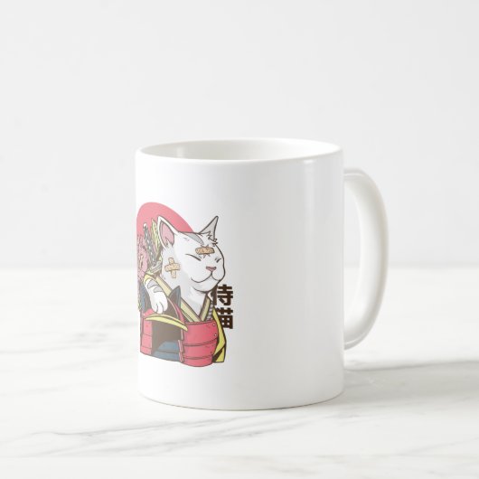 Mug Chat Samurai - Chat Vaporwave (Devant droit)