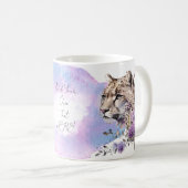 Mug Chat sauvage de léopard des neiges Aquarelle flora (Devant droit)