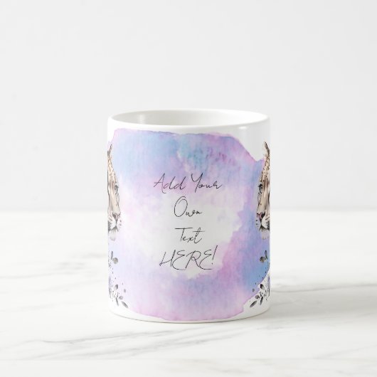 Mug Chat sauvage de léopard des neiges Aquarelle flora (Centre)