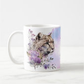 Mug Chat sauvage de léopard des neiges Aquarelle flora (Gauche)