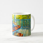 Mug Chat se toilette sur une balançoire (Devant droit)