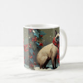Mug Chat siamois à Noël sous la neige (Devant droit)