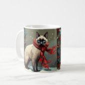 Mug Chat siamois à Noël sous la neige (Devant gauche)