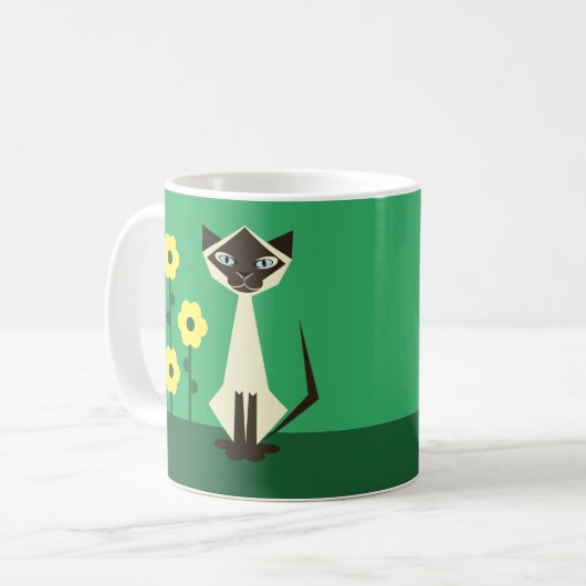 Mug Chat Siamois Avec Fleurs (Devant gauche)